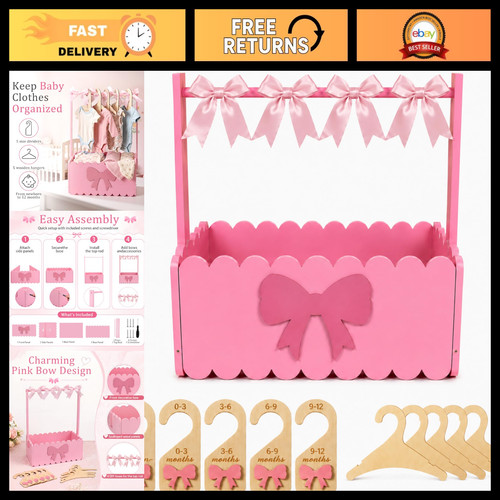 Charming pink bow wooden baby - bow,