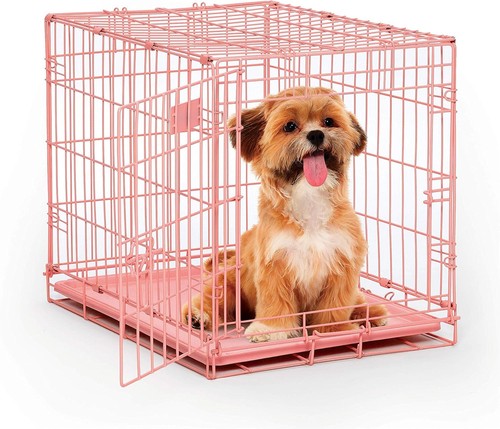 Pink small single door dog - door,