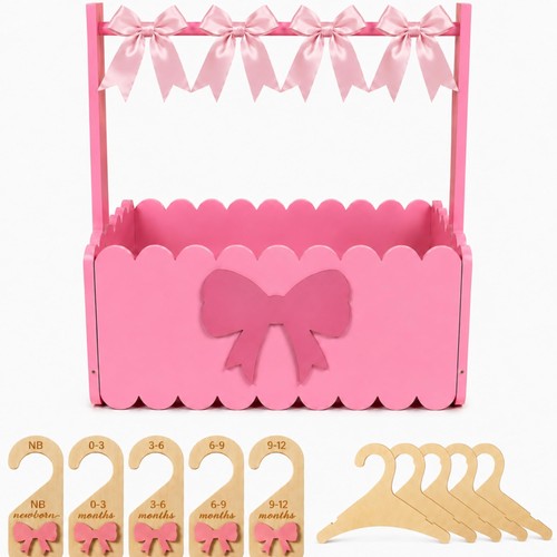 Yiyiring pink bow wooden - bow, baby